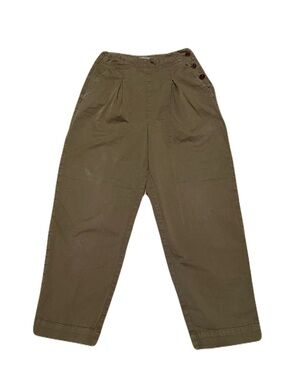 TOAST UK Annie Side Button Organic Cotton Trousers in Khaki Tan, Womens size 4/6